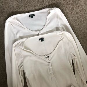 2 Henley Ribbed Long Sleeve Shirts